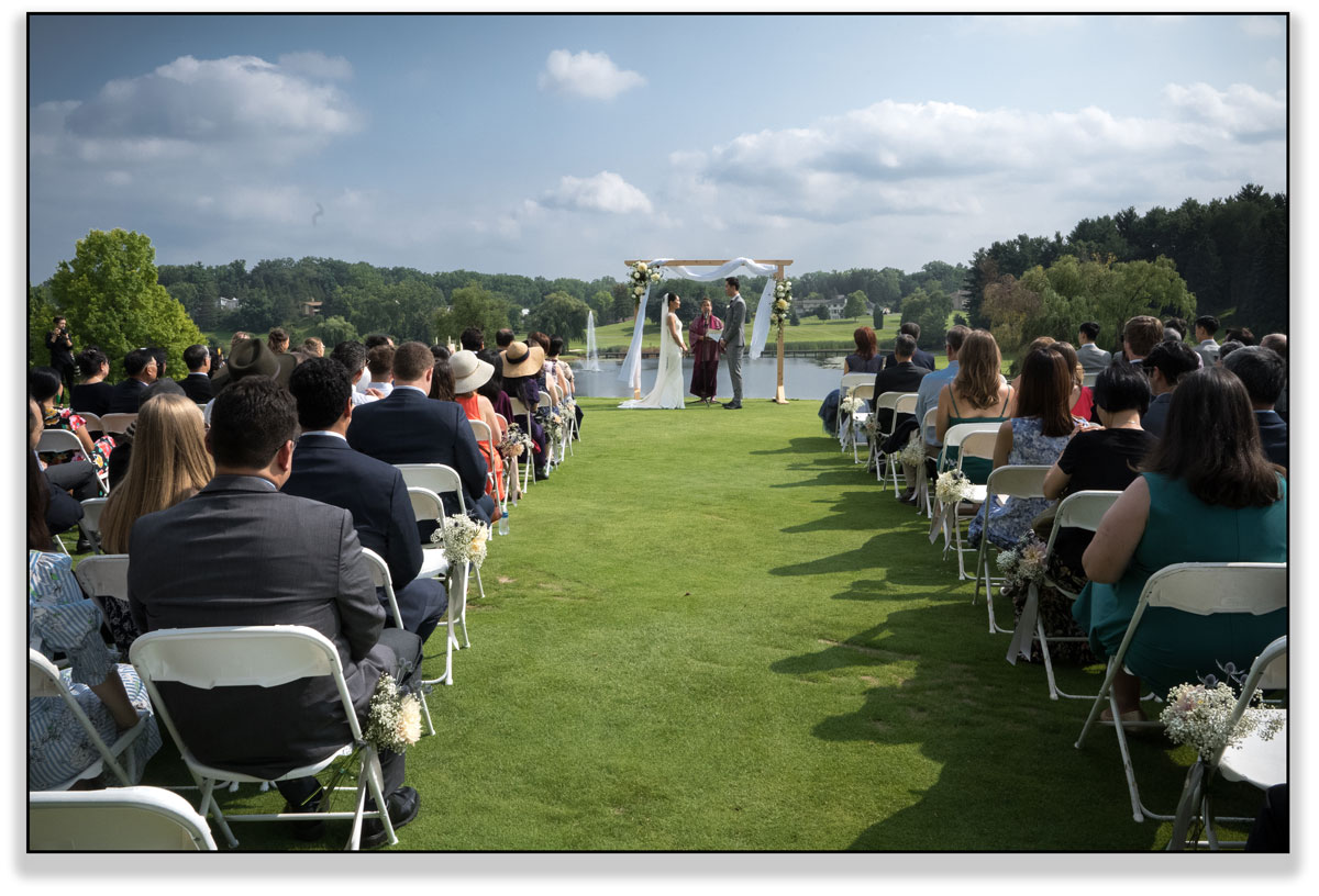 Large wedding on a golf green, Trudi Cooper Wedding Officiant